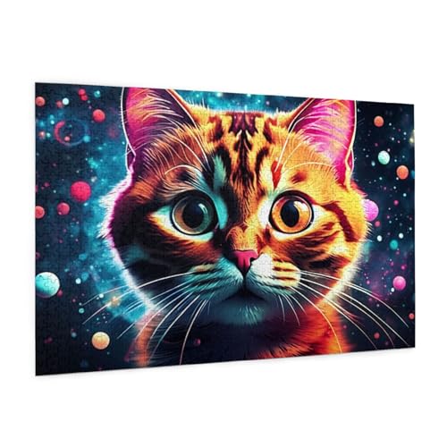 Katze Puzzles Puzzles 1000 Teile Tier Puzzles Spiele Puzzle Für Erwachsene, Kinder, Jungen, Mädchen, Geschenk (9,300pcs (40x28cm)) von NNSECS