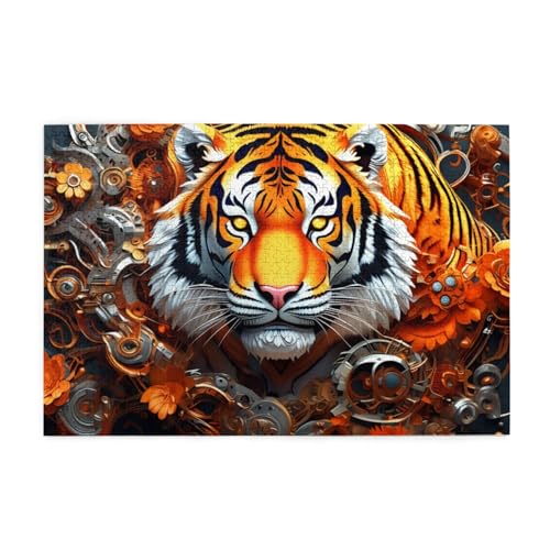 Tiger Puzzles Puzzles 1000 Teile Tier Puzzles Spiele Puzzle Für Erwachsene, Kinder, Jungen, Mädchen, Geschenk (1,1000pcs (75x50cm)) von NNSECS