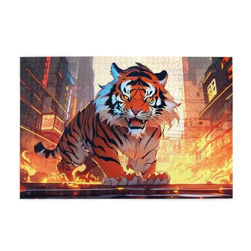 Tiger Puzzles Puzzles 1000 Teile Tier Puzzles Spiele Puzzle Für Erwachsene, Kinder, Jungen, Mädchen, Geschenk (8,1000pcs (75x50cm)) von NNSECS