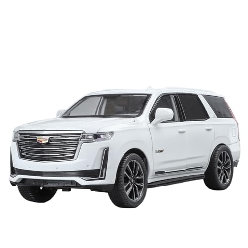 For 1/24 Escalade SUV Mit Licht- Und Soundeffekte Simulation Legierung Auto Modell Spielzeug Auto Ornament Material Zink-Legierung(White) von NNYIMJ