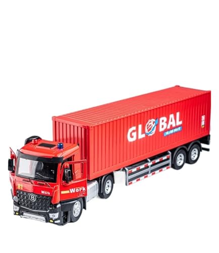 For 1/24 Lange Container LKW Simulation Container LKW Anhänger Legierung Auto Modell Ornamente Auto Modell Spritzguss Form Zink-Legierung Spielzeug Auto(Rot) von NNYIMJ