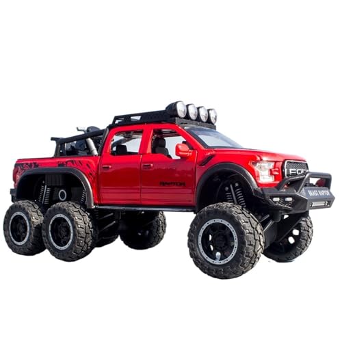 For 1/24 Raptor F150 Black Pick-up Truck Off-road Modell Sound Und Licht Spielzeug Auto Spritzguss Modell Simulation Legierung Auto Modell Sammlung Ornamente(Rot) von NNYIMJ