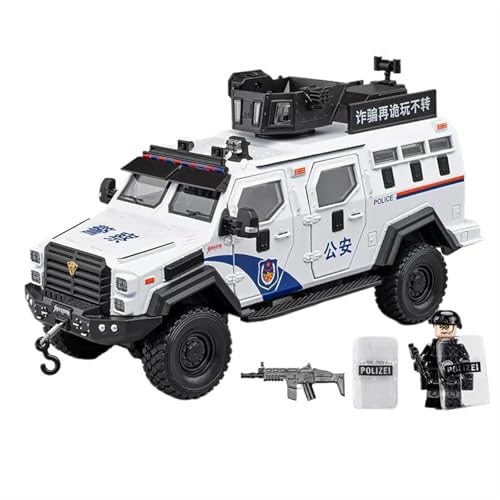 For 1/24 Säbelzahntiger Legierung Gepanzerte Polizeiauto Off-road Polizeiauto Modell Sound Und Licht Spielzeug Auto Spritzguss Modell Simulation Legierung Automodel Sammlung Ornamente(White) von NNYIMJ