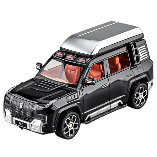 For 1/24 Uhr Auf U8 SUV Geländewagen Modell Legierung Auto Modell Mit Sound Und Licht Höhle Metall Spielzeug Auto Modell Sammlung Ornamente(Schwarz) von NNYIMJ