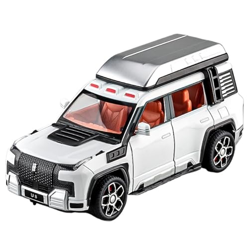 For 1/24 Uhr Auf U8 SUV Geländewagen Modell Legierung Auto Modell Mit Sound Und Licht Höhle Metall Spielzeug Auto Modell Sammlung Ornamente(White) von NNYIMJ