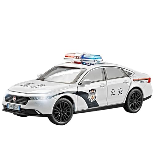 NNYIMJ for 1/32 Acord Sechs Türige Sound- Und Lichtlegierung Polizeiauto Spielzeug Druckguss-Automodell Simulation Legierung Automodell Spielzeugsammlung Ornamente(White) von NNYIMJ