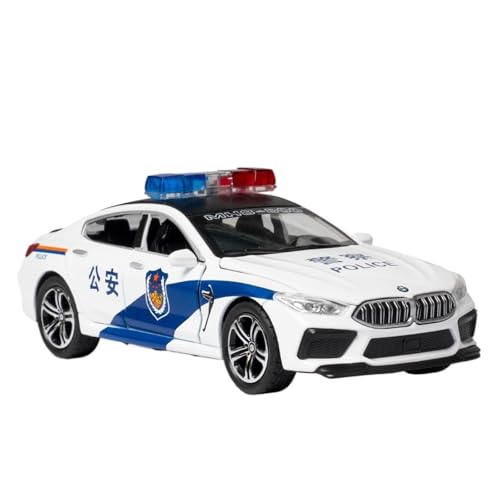 For 1/32 M8 Polizeiauto Spielzeug Auto Modell Spritzguss Auto Legierung Auto Modell Sammlung Ornament Sound Und Licht Spielzeug(White) von NNYIMJ