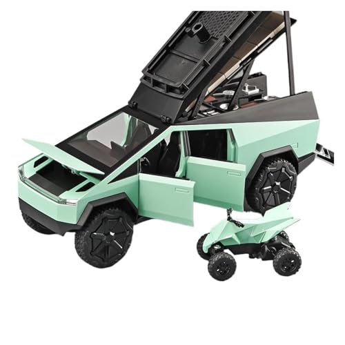 NNYIMJ Cybertruck RV Druckguss-Spielzeugauto aus Metall, Spielzeugauto, Modell Ton und Licht, Schwarz (grün) von NNYIMJ