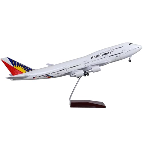 NNYIMJ Für 1/150 Philippine Airlines B747 Fluggesellschaftsmodell mit Lichtern Flugzeugmodell Legierung Modell Business Souvenir Sammlerstück Dekoration Handwerk von NNYIMJ