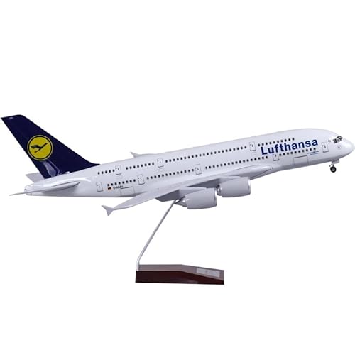 NNYIMJ Für 1/160 Lufthansa A380 mit Lichtern Flugzeug Modell Legierung Modell Business Souvenirs Sammlerstück Dekorationen Handwerk von NNYIMJ