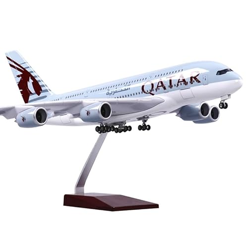 NNYIMJ Für 1/160 Qatar Airways Airbus A380 mit Lichtern Fluggesellschaftsmodell Flugzeugmodell Legierung Modell Business Souvenirs Sammlerstück Dekorationen Handwerk von NNYIMJ