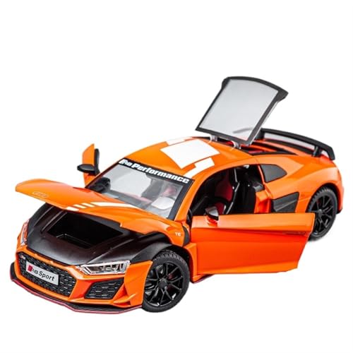 NNYIMJ Für 1/24 Aud R8 V10 Sportwagen, Modelllegierung, Druckguss-Modell, Spielzeugauto mit Lichtern und Sound (orange) von NNYIMJ