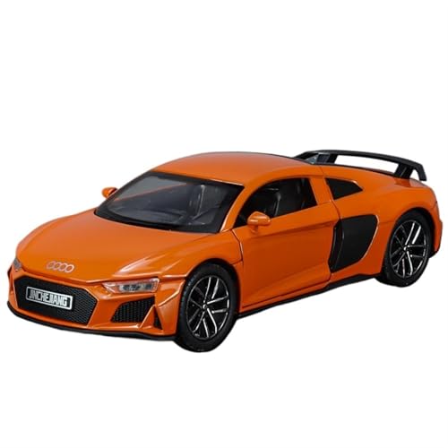 NNYIMJ Für 1/32 AUD R8 Sportwagen Druckguss-Spielzeugauto Metall Spielzeugauto Modell Sound und Licht Spielzeug Schwarz (Orange) von NNYIMJ