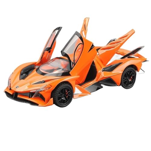 NNYIMJ Für 1/32 Intensa Emozione Sportwagen Druckguss-Spielzeugauto Metall Spielzeugauto Modell Sound und Licht Spielzeug Schwarz (Orange) von NNYIMJ