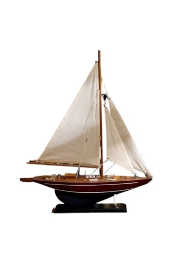 NNYIMJ Smooth Sailing Segelboot-Dekoration 41 cm Handgefertigtes Segelboot-Modell Aus Holz Segelboot Aus Holz Kreuzfahrtschiff-Dekoration Heimdekoration(Red) von NNYIMJ