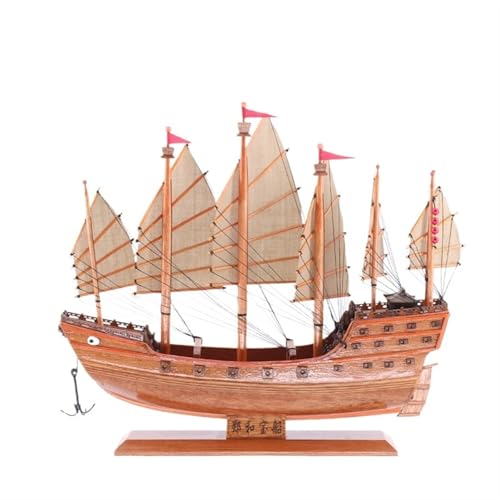 NNYIMJ Zheng He Treasure Ship 33 cm Holz Handgefertigtes Segelboot Modell Holz Segelboot Bastelboot Mediterranes Segelboot Kreuzfahrtschiff Ornament Sammlerstück Ornament Heimdekoration von NNYIMJ