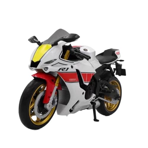 NNYIMJ for 1/12 YZF R1 Motorradmodell Klassisches Druckguss-Motorrad Stoßdämpfung Aus Legierung Mit Ton Und Licht Geeignet Zur Sammlung(White) von NNYIMJ