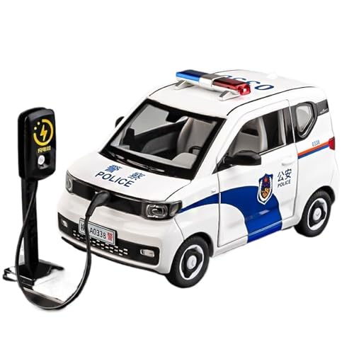 NNYIMJ for 1/24 Wuling Hongguang Mini EV Polizeiauto Legierungsmodell Ton- Und Lichtsynchronisation Spielzeugauto Druckgussmodell Handpuppe Sammlerornamente(White) von NNYIMJ