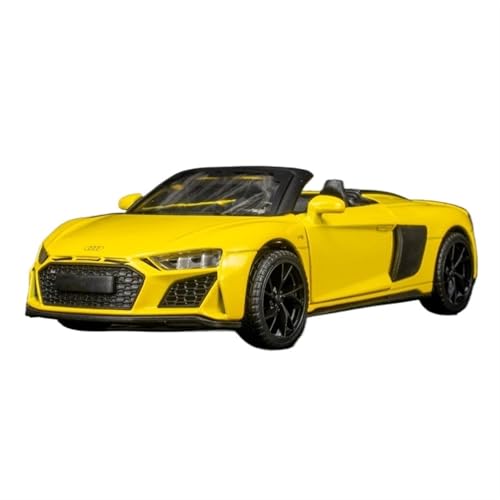 NNYIMJ for 1/32 R8 Cabrio Coupe Modell Sound Und Licht Pull Back Spielzeugauto(Yellow) von NNYIMJ