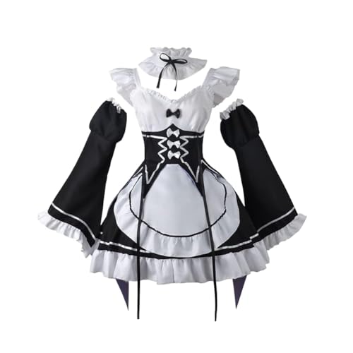 NOAFUNZO Anime Cosplay Kostüm Rem/Ram Maid Full Set Kostüm Fashion Dress Cute Kawaii Kostüm Full Set Rem/Ram Cosplay Kostüm (3XL) von NOAFUNZO