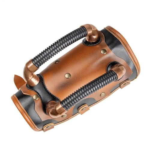 NOAFUNZO Mittelalterlicher Retro-Armschutz, PU-Leder, Steampunk, Armschutz, Ritter, schützender Handgelenkschutz, Cosplay-Kostüm-Zubehör (Einzelbett, 22,5 x 12,5 cm) von NOAFUNZO