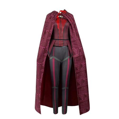 NOAFUNZO Wanda Vision Cosplay Kostüm für Damen, Scharlachrot, Hexenkostüm, Umhang, Tops, Hose mit Kopfbedeckung, für Halloween, Karneval, Outfits (Scarlet Witch, 3XL) von NOAFUNZO