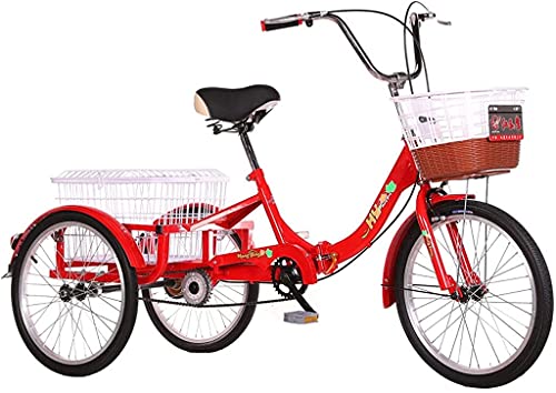 NOALED Dreirad für Erwachsene, Dreirad für Erwachsene mit 3 Rädern, 3-Rad-Fahrrad, 20 Zoll, faltbares Dreirad für Erwachsene, Pedal-Dreirad für Senioren, Familien-Manpower-Dreirad mit Ladung von NOALED
