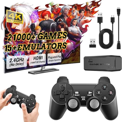 Retro Konsole Spielkonsole Retrolink Game Stick, 21700+ Spiele mit 2 Gamepads, HDMI Plug & Play Retro Konsole für TV, Spiele Geschenk für Jungen und Erwachsene (Sonderausgabe) von NOBES