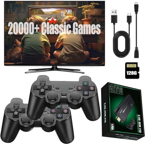 Retro Konsole Spielkonsole Videospielkonsole Stick, 21700+ Spielen mit 2 Gamepads, 4K HDMI Plug & Play Wireless Game Stick für TV, Spiele Geschenk für Jungen und Erwachsene (256G Pro) von NOBES