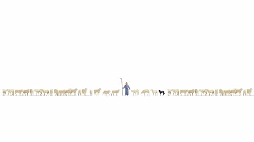 NOCH® XL-Set „Schafe und Schäfer“ mit handbemalten Figuren, für H0 (1:87) ideal für Modellbahnen und Dioramen von Noch