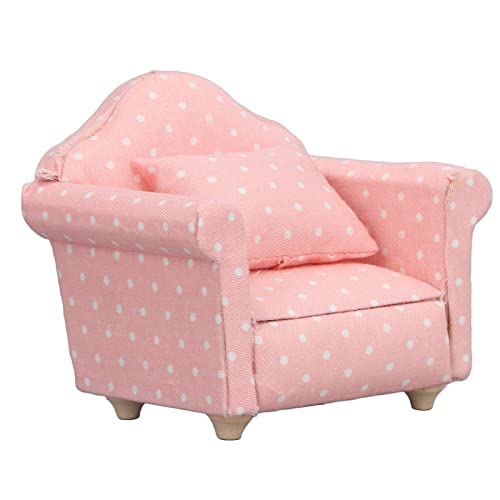 1:12 Dollhouse Mini -Sofa, Hohe Simulation Pink White Polka DOT -Sessel, Miniaturmöbel für Puppenhauszubehör, für 1:12 Puppenhäuser Im Maßstab von NOENNULL