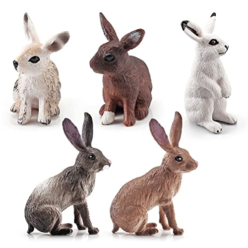 Bunny Indoor Statue Garden Decor, Set of 5 White Bunny Sculpture & Statues Garden Yard Decor for Outside Figure Ornaments Outdoor Statues for Yard, Patio, Lawn & Flowerpot von NOENNULL