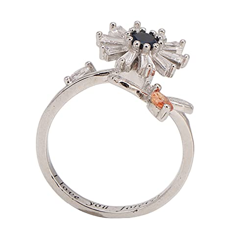 NOENNULL Fidget-Ringe aus S925-Sterlingsilber Frauen, Verstellbarer Offener Bandring, Zirkonia-Sonnenblumen-Ring, „You Are My Sunshine“, Spinner-Ring, Frauen oder Ihre Liebe von NOENNULL