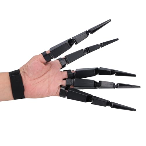 Halloween-Bewegliche Finger, Bewegliche Fingerverlängerungen, Gruselige Skelett-Knochen-Klauenhand, 3D-gedruckte Neuheits-Requisiten Cosplay, Schwarz (Linke Hand) von NOENNULL