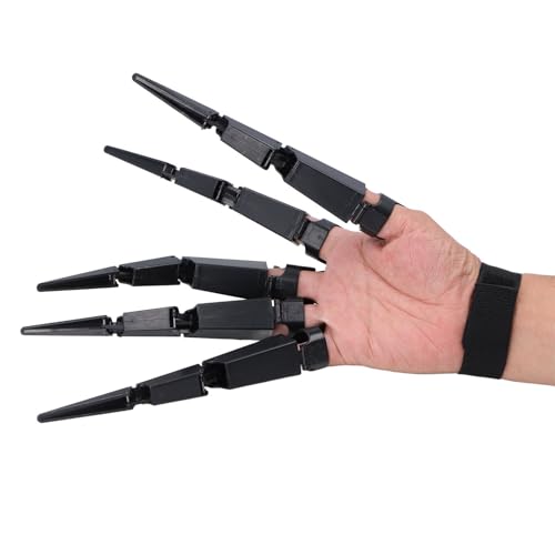 Halloween-Bewegliche Finger, Bewegliche Fingerverlängerungen, Gruselige Skelett-Knochen-Klauenhand, 3D-gedruckte Neuheits-Requisiten Cosplay, Schwarz (Rechte Hand) von NOENNULL