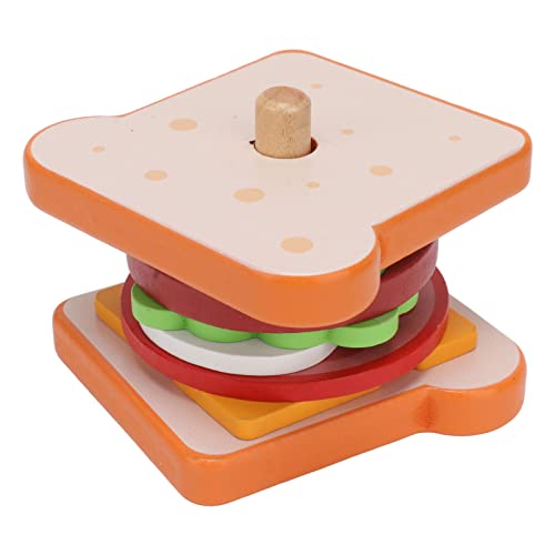 Montessori-Hamburger-Stapelspielzeug, Holz-Burger-Spielzeug, Sandwich-Lebensmittel-Spielzeug, Fake-Food-Hamburger-Spielzeug mit Bestellkarten Kinder, Feinmotorik-Spielzeug von NOENNULL