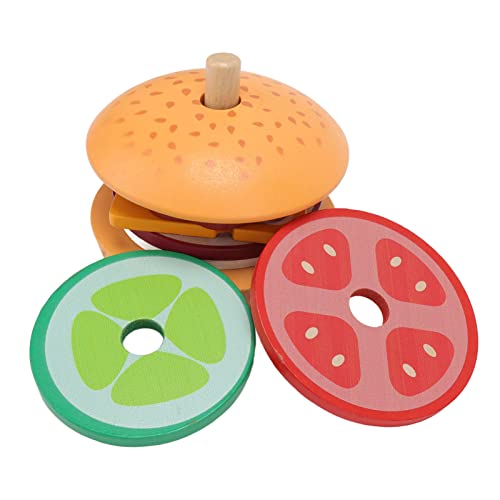 Montessori-Hamburger-Stapelspielzeug, Holz-Burger-Spielzeug, Sandwich-Lebensmittel-Spielzeug, Fake-Food-Hamburger-Spielzeug mit Bestellkarten Kinder, Feinmotorik-Spielzeug von NOENNULL