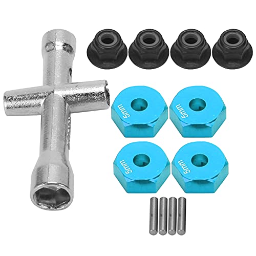 NOENNULL 12mm Rad 5mm Dicke Sechskantadapter Kreuzschlüssel M4 Rutschfester Mutternsatz 1/10 RC Car (Blau) von NOENNULL