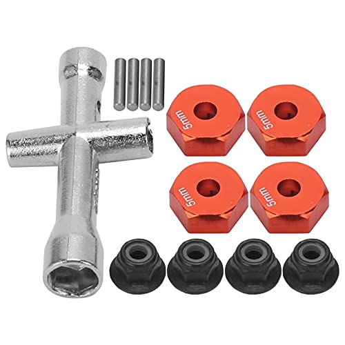 NOENNULL 12mm Rad 5mm Dicke Sechskantadapter Kreuzschlüssel M4 Rutschfester Mutternsatz 1/10 RC Car (Rot) von NOENNULL