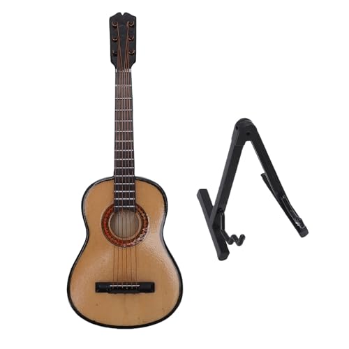 NOENNULL 15 cm Miniaturgitarrenmodell, Hölzernes Winziges Dekoratives Modell mit Stand Mini Music Ornament Home Decoration Dollhouse Display Accessoires NOENNULL 15 cm Miniaturgitarrenmodell, Hölzernes Winziges Dekoratives Modell mit Stand Mini Music Ornament Home Decoration Dollhouse Display Accessoires von NOENNULL