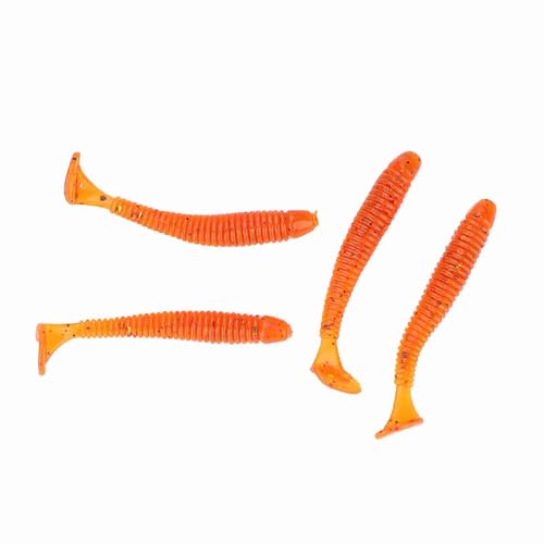 NOENNULL 50pcs 5 cm Weiche Plastikfischereiköder, T -Heck -Maden -Köder für Süßwasser Salzwasserfischer (Orange) von NOENNULL