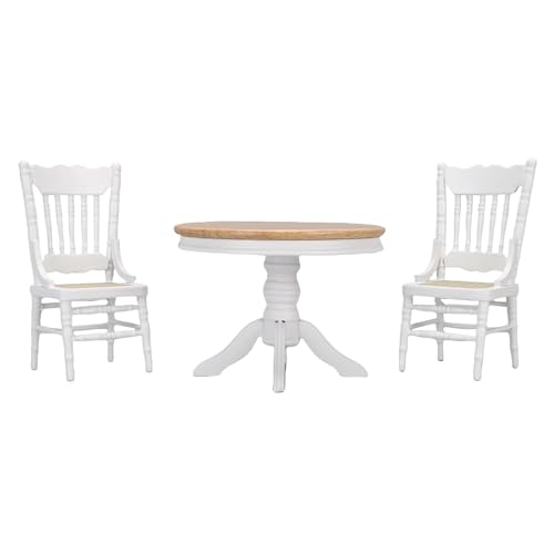 NOENNULL Esstisch-Set für Puppenhäuser Im Maßstab 1:12, 3-teiliges Miniatur-Möbelset aus Holz mit Tisch und Stühlen und Blumentopf-Dekor, für Puppenhaus, Basteln, Sammlungspräsentation NOENNULL Esstisch-Set für Puppenhäuser Im Maßstab 1:12, 3-teiliges Miniatur-Möbelset aus Holz mit Tisch und Stühlen und Blumentopf-Dekor, für Puppenhaus, Basteln, Sammlungspräsentation von NOENNULL
