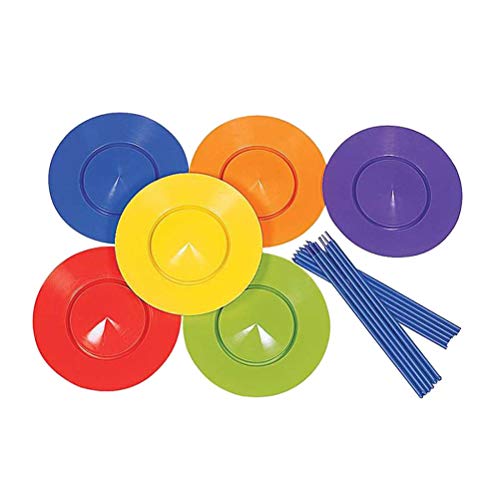 NOENNULL Jonglier-Kreiselplatten-Set, 6-teiliges Jonglier-Kreiselplatten-Set mit 12 Stäbchen, Geschicklichkeits-Kreiselplatte Spielspielzeug und Zirkus-Fähigkeiten (Bunt) von NOENNULL