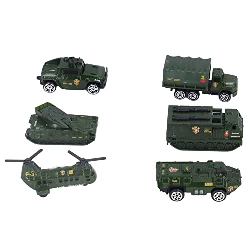 NOENNULL Militärfahrzeuge aus Druckguss, 6er-Pack, Armeespielzeug, Verschiedene Transporter, Panzer, Hubschrauber, Gepanzertes Auto für Jungen und ab 3 Jahren von NOENNULL