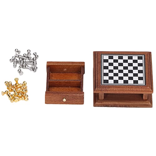 NOENNULL Miniatur -Schach -Set, Puppenhaus -Checkerboard und 32 Teile, Birken- und Metall -Mini -Schach für Puppenhausgeschenke für Schachliebhaber Miniaturschachdekoration für NOENNULL Miniatur -Schach -Set, Puppenhaus -Checkerboard und 32 Teile, Birken- und Metall -Mini -Schach für Puppenhausgeschenke für Schachliebhaber Miniaturschachdekoration für von NOENNULL