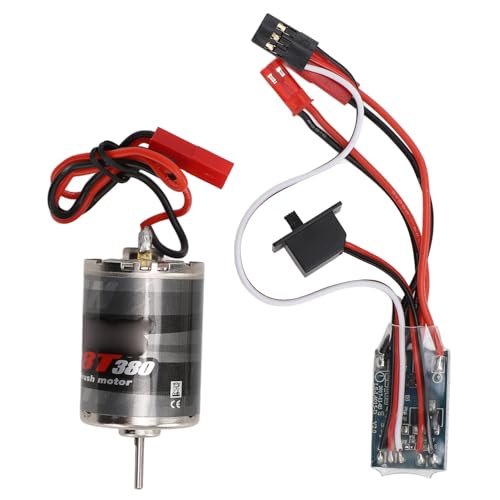 NOENNULL RC-Bürstenmotor ESC, Professioneller 380-Edelstahl-großer Torsions-38T-Bürstenmotor mit 30A-Bürsten-ESC-JST-Stecker 1/16 1/18 RC-Autoboot von NOENNULL