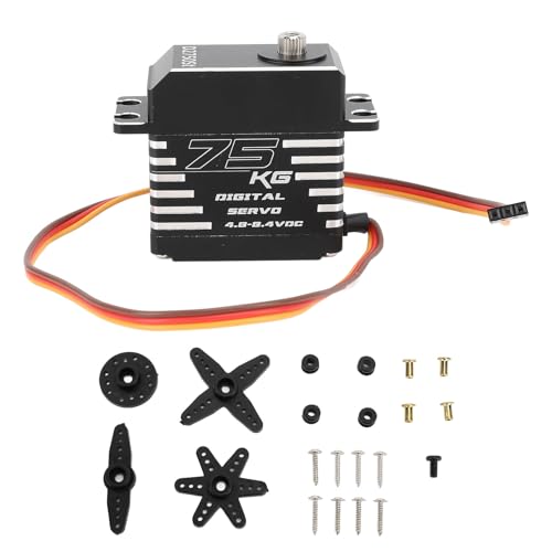 RC-Servo Schwarz 75 Kg Bürstenloses Vollmetall mit Hohem Drehmoment und Servoarmen Digitales Servo Axial Traxxas Arrma RC Car Robot von NOENNULL