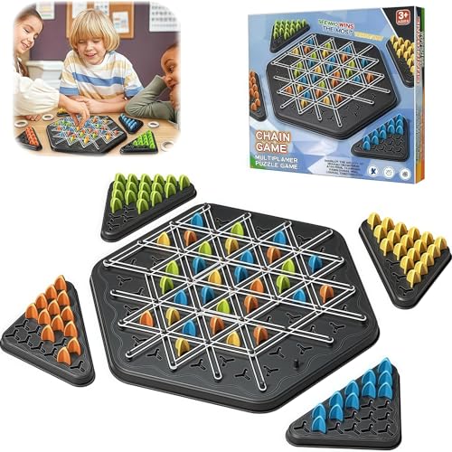 Triggle Game lustiges Triggle Spiel mit Gummibänder Ketten Dreieck Schachspiel Interaktives Steckspiel Brain Games Triggle Ketten Dreieck Spiel Familienspiele zum Feiern mit Kindern und Erwachsenen von NOLACE