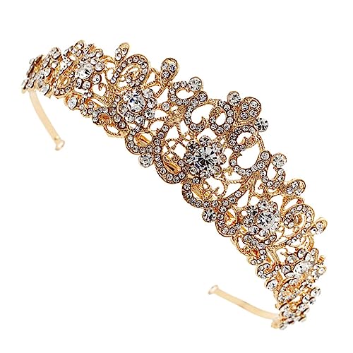 NOLITOY 1 STK Brautkrone Wedding Hair Accessories brauthaatschmuck Juwelen-Stirnband goldene Haargummis barocke Hochzeit Braut Kopfschmuck Kronenkopfschmuck Krone Haarbänder Legierung von NOLITOY