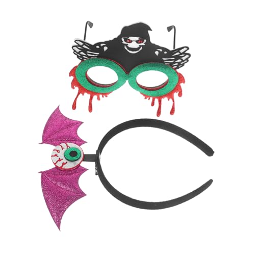 NOLITOY 1 Satz Halloween-dekorationen Halloween-partygeschenke Teufelskostümzubehör Fledermaus-cosplay-zubehör Halloween-brille Für Kinder Glitzernde Brillen Haarreifen Das Haustier von NOLITOY